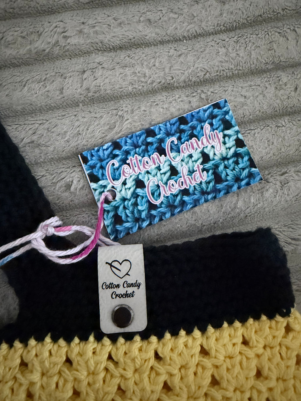 Granny Stitch Tote - Black/Yellow Stripe - Bee Kind