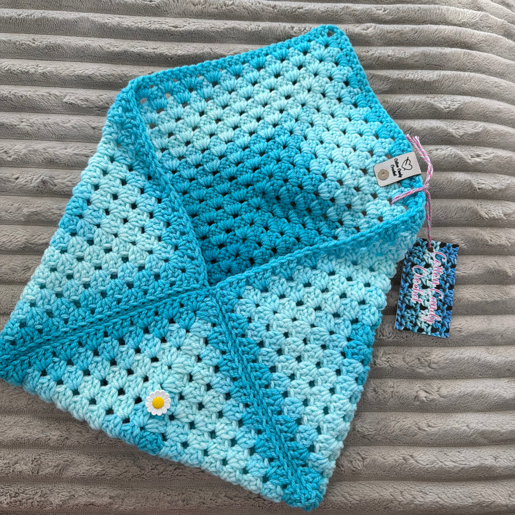 Bible Cover with Daisy Button Closure - Aqua Ombré