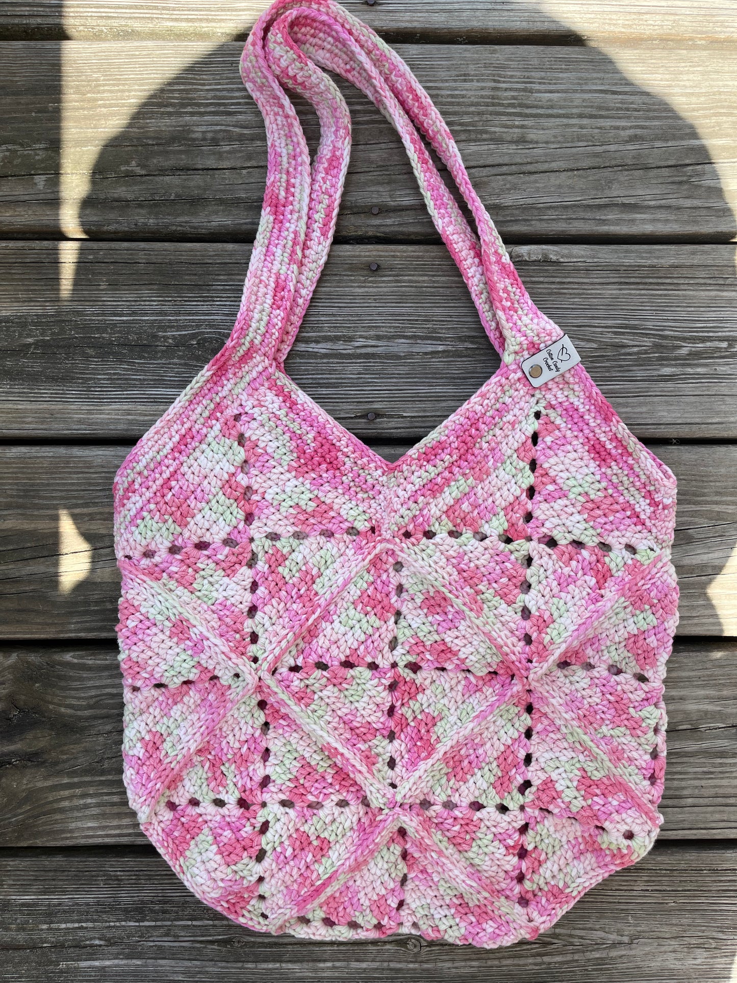 Solid Square Stitch Tote - Cherry Jubilee