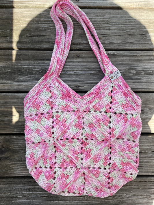 Solid Square Stitch Tote - Cherry Jubilee